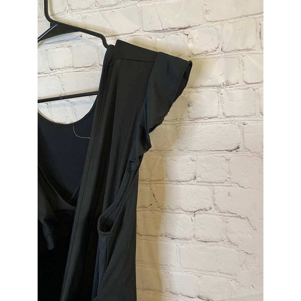 Women's Black Knit Solid Romper One-Piece Swimwear. Size XL Padded Bra Top - Picture 6 of 7